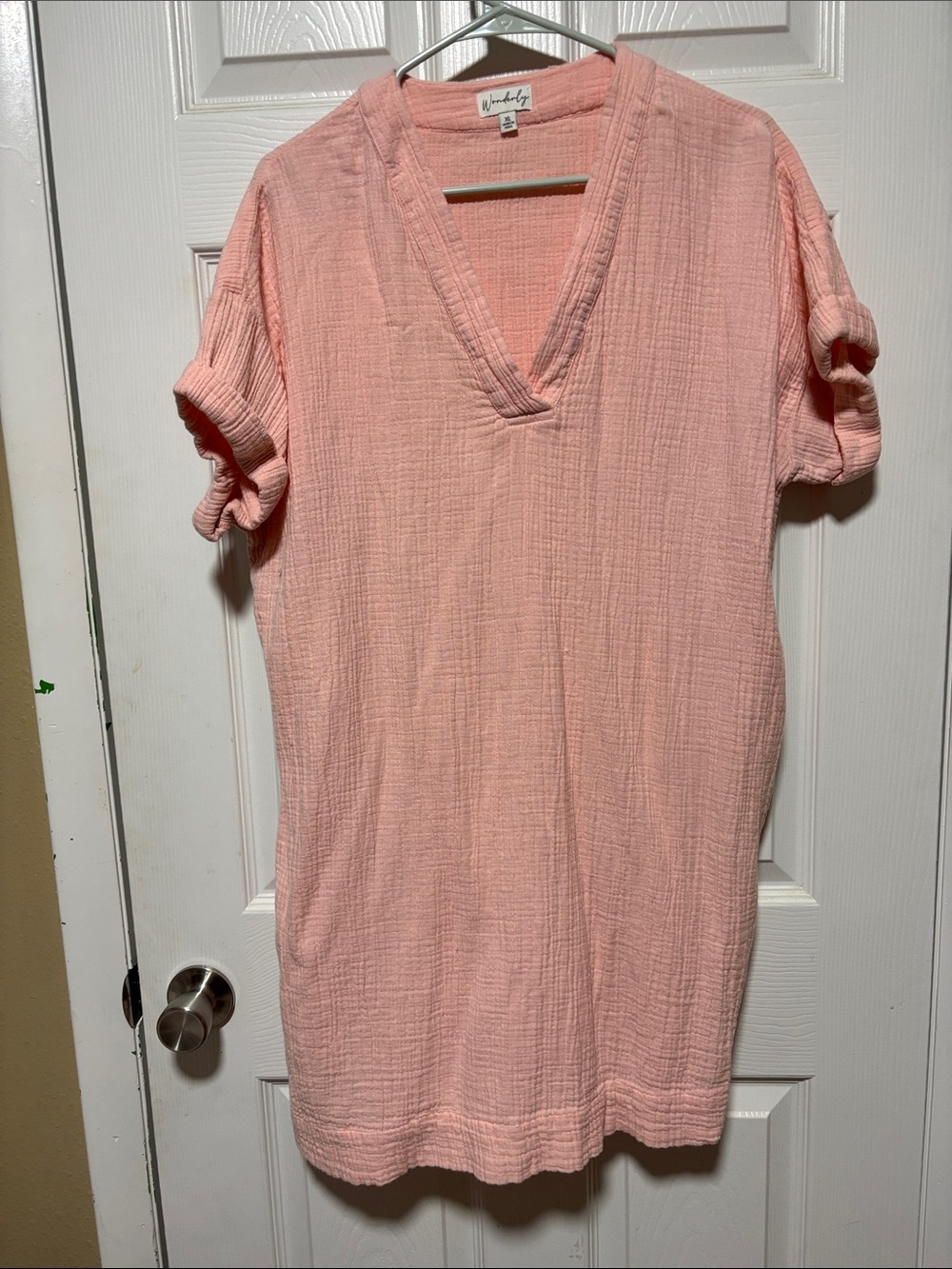 Wonderly Blush Pink V-Neck Gauze Tunic